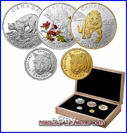 CANADA $20 1oz FINE SILVER COIN COUGAR WILDERNESS 1 PURE GOLD+1 PLATINUM (2014)
