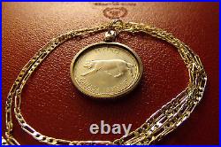 CANADA LYNX, SILVER 25 Cent COIN Pendant on 30 925 Sterling Silver Chain, 26mm