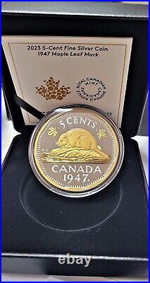 Canada 12-sided 5 Cents Coin, Silver Beaver, The 1947 Maple Leaf Mark, 2023