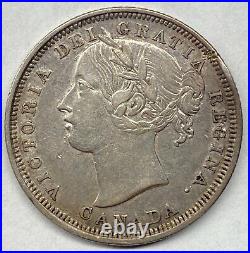 Canada 1858 20 Cent Silver Coin VF/EF (rim hit)