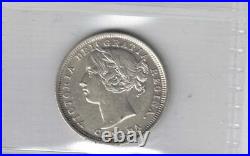 Canada 1858 Twenty Cents Queen Victoria Sterling Silver Coin Graded Iccs Ef-40