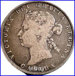 Canada 1872-H 50 Cents A/V Silver Coin, Very Good, RARE