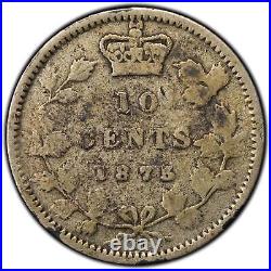 Canada 1875-H 10 Cents Dime Silver Coin Key Date