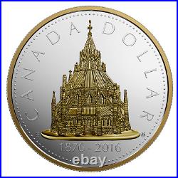 Canada 1876-2016 2oz Renewed Pure Silver Gold Plated Coin Library Parliament