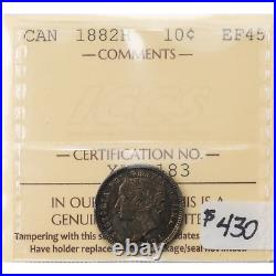 Canada 1883-H 10 Cents Dime Silver Coin ICCS EF-45