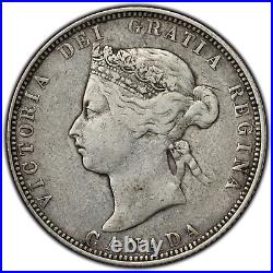 Canada 1885 Curved Top 5 25 Cents Quarter Silver Coin