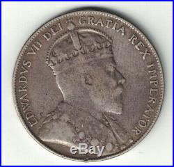 Canada 1903h 50 Cents Half Dollar King Edward VII Canadian Sterling Silver Coin