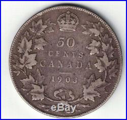 Canada 1903h 50 Cents Half Dollar King Edward VII Canadian Sterling Silver Coin