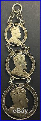 Canada 1904 50 Cents Cut out Coin Watch fob 3 Pce Intricate Silver Edward VII