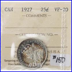 Canada 1927 25 Cents Quarter Silver Coin ICCS VF-20