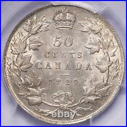 Canada 1929 50 Cents Silver Coin PCGS AU-58