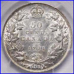 Canada 1931 50 Cents Half Dollar Silver Coin PCGS AU-55