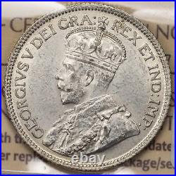 Canada 1935 25 Cents Quarter Silver Coin ICCS AU-58