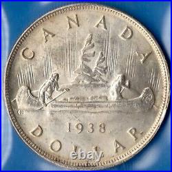 Canada 1938 $1 One Dollar Silver Coin ICCS MS-63