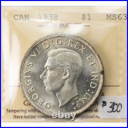 Canada 1938 $1 Silver Dollar Coin ICCS MS-63