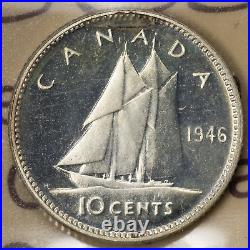 Canada 1946 10 Cents Dime Silver Coin ICCS Specimen SP-66