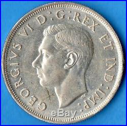 Canada 1947 Blunt 7 $1 One Dollar Silver Coin AU (scratched)