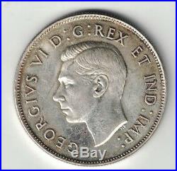 Canada 1947 ML 50 Cents Half Dollar King George VI Canadian. 800 Silver Coin