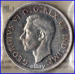 Canada 1947 ML Double HP $1 One Dollar Silver Coin Trend $450 ICCS AU-50