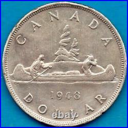 Canada 1948 $1 One Dollar Silver Coin Key Date Light Rim Nicks