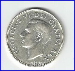Canada 1948 50 Cents Half Dollar King George VI Canadian. 800 Silver Coin
