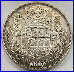 Canada 1948 50 Cents Half Dollar Silver Coin Very Fine