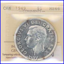 Canada 1949 $1 Silver Dollar Coin ICCS MS-66