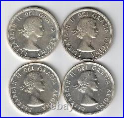 Canada 1953 Sf & Nsf Fwl & Swl Voyageur Silver Dollars Elizabeth Silver Coins