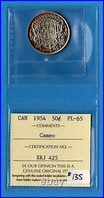 Canada 1954 Half Dollar 50 Cents Silver Coin ICCS PL-65 Cameo