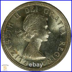 Canada 1955 ARN Die Break $1 One Dollar Silver Coin Uncirculated+