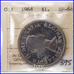 Canada 1964 $1 Silver Dollar Coin ICCS Specimen SP-64