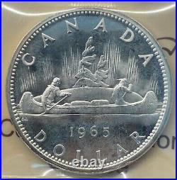 Canada 1965 Large Beads Pointed 5 $1 Silver Dollar Coin ICCS PL-66 Heavy Cameo