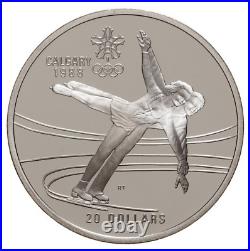 Canada 1985-1988 $20 Calgary Winter Olympics Sterling Silver 10 Coin Set with Box