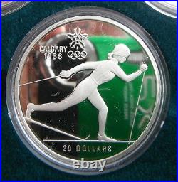 Canada 1988 Calgary Olympic Winter Games Sterling Silver Coins Set 10 Pcs