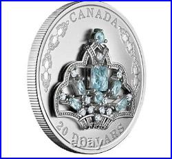 Canada 1oz Silver Coin, Aquamarine Tiara, Swarovski low mintage