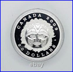 Canada 2009 $20 Summer Moon Mask Silver Proof Coin. 9999