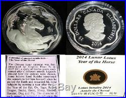 Canada 2010 $15 YEAR OF THE HORSE Lunar Lotus SILVER COIN