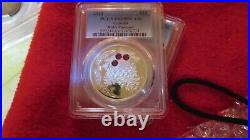 Canada 2010 XMAS Pinecone RUBY Swarovski Crystal $20 1oz 9999 Silver PCGS PR69