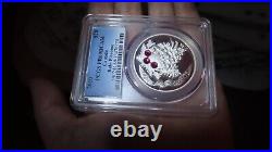 Canada 2010 XMAS Pinecone RUBY Swarovski Crystal $20 1oz 9999 Silver PCGS PR69