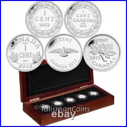 Canada 2012 FAREWELL to the PENNY 5-Coin 1¢ Pure Silver One Cent Proof Set inOGP