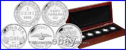 Canada 2012 FAREWELL to the PENNY 5-Coin 1¢ Pure Silver One Cent Proof Set inOGP
