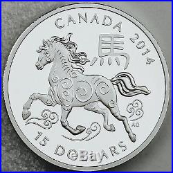 Canada 2014 $15 Year of the Horse 1 oz. 99.99% Pure Silver Proof Coin