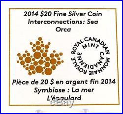 Canada 2014 $20 Interconnections Sea The Orca 1 oz. Pure Silver Hologram Coin