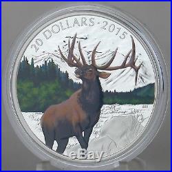 Canada 2015 $20 Majestic Elk 1 oz. 99.99% Pure Silver Color Proof Coin