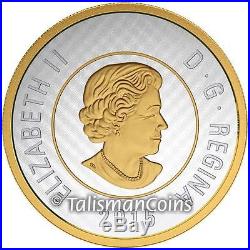 Canada 2015 Big Coins Series #6 Polar Bear $2 Toonie 5 Oz Silver Gold Plated Prf