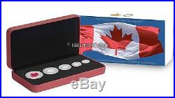 Canada 2015 Fractional 5-Coin Silver Maple Leaf Set Incuse Red Enamel 1 Oz SML
