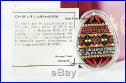 Canada 2016 20$ Traditional Ukrainian Pysanka Egg Shape Silver Coin COA 0001