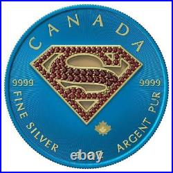 Canada 2016 5$ Superman Space Blue with Crystals 1 Oz 999 Silver Coin