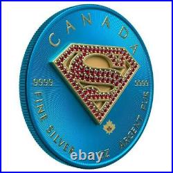 Canada 2016 5$ Superman Space Blue with Crystals 1 Oz 999 Silver Coin