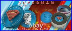 Canada 2016 5$ Superman Space Blue with REAL OPAL Stone 1 Oz Silver Coin